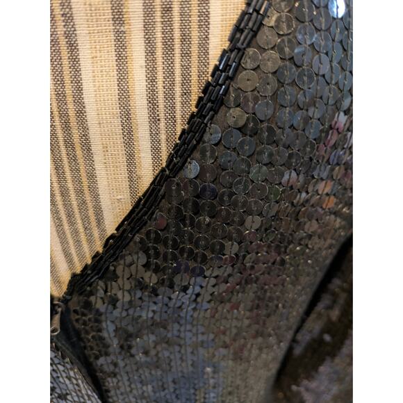 80's Vintage The Silk Collection Black Silk Beaded /Sequin Cocktail Dress Size S - Picture 8 of 10